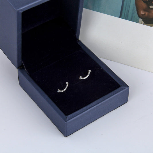 S925 smile necklace set/ necklace earring, Sterling Silver,  silver for women-  Smile Design, Sparkling and classic ,Suitable for Earlobe,Helix, Cartilage , Dainty Gifts for Mom Daughter Girlfriend.