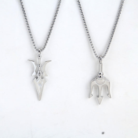 HN037:Hip-Hop Style Necklace, Poseidon Trident Necklace for Women and Men