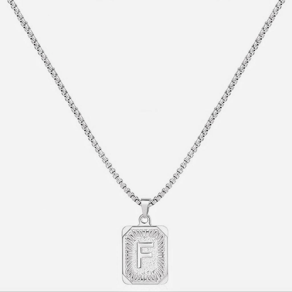 LN001:Initial A Z Letter Pendant Necklace Mens Womens Capital Letter Yellow Gold Plated Stainless Steel Box Chain