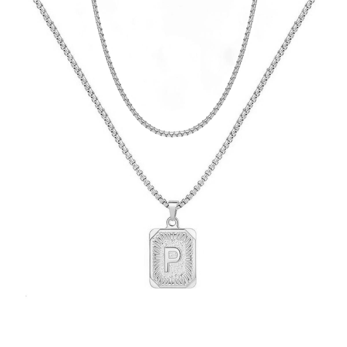 LN001:Initial A Z Letter Pendant Necklace Mens Womens Capital Letter Yellow Gold Plated Stainless Steel Box Chain