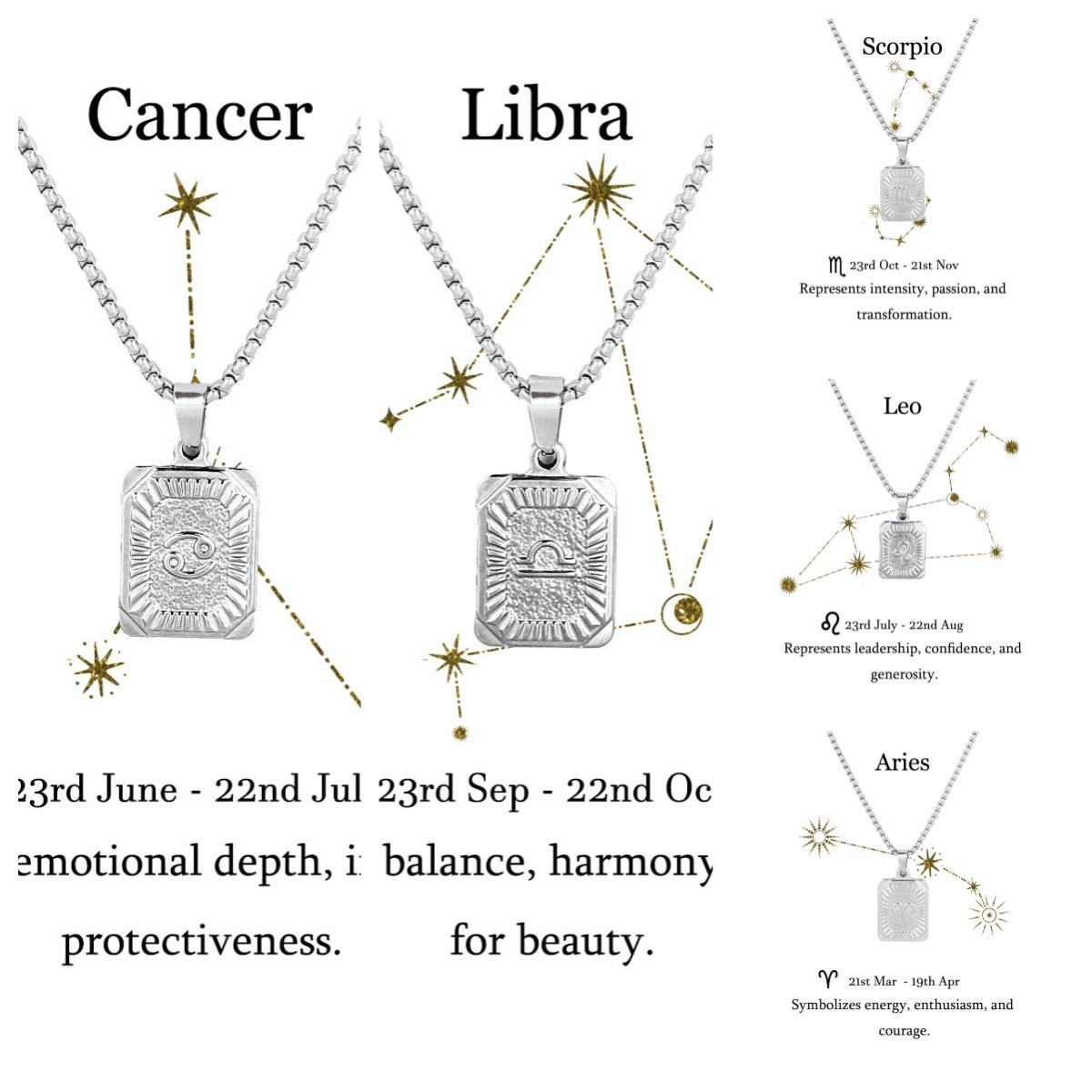 Constellation necklace, Zodiac Sign Stainless Steel Pendant Necklace，star sign Unisex for men women, personalized Charm necklace, customized sign necklace