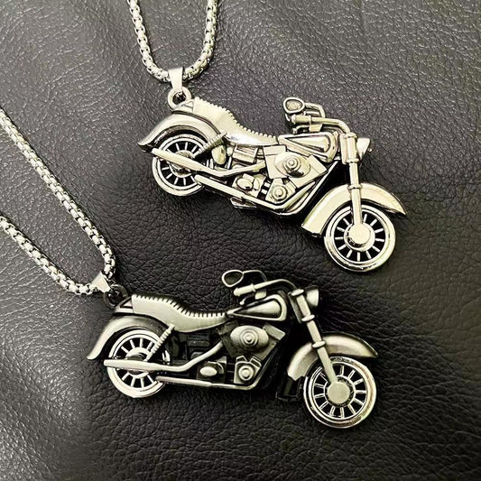 HN060:Hip-Hop Style Necklace,Motorcycle Shaped Wheel Can Rotate Pendant Necklace For Women And Men