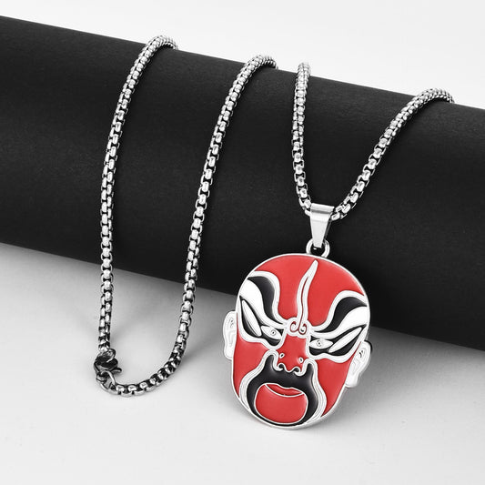 HN066:Hip-Hop Style Necklace,Chinese Style Sichuan Opera Masks Pendent Necklace For Women And Men