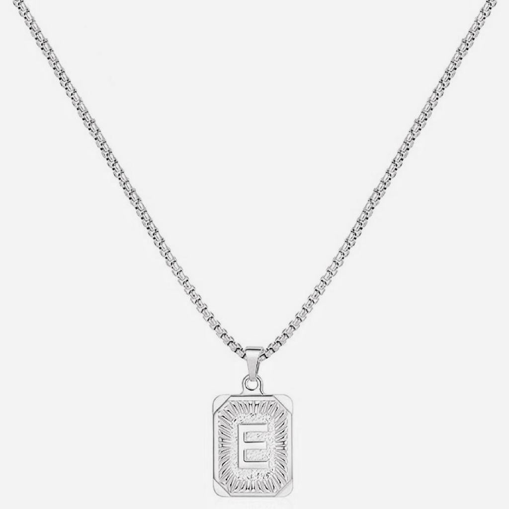 LN001:Initial A Z Letter Pendant Necklace Mens Womens Capital Letter Yellow Gold Plated Stainless Steel Box Chain