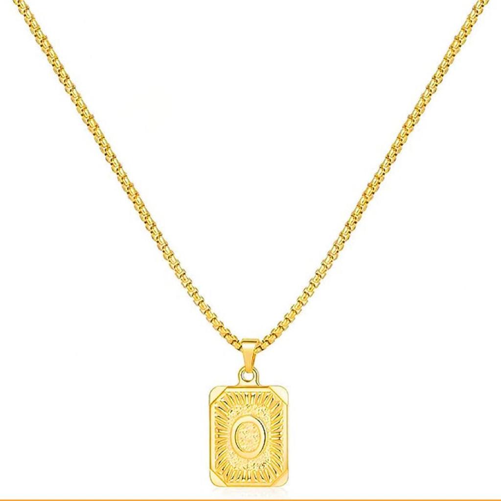 LN001:Initial A Z Letter Pendant Necklace Mens Womens Capital Letter Yellow Gold Plated Stainless Steel Box Chain