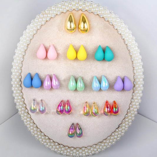 set/4pairs Teardrop   Earrings – buy1 stainless steel teardrop eaaring get 3 colorful Earrings free