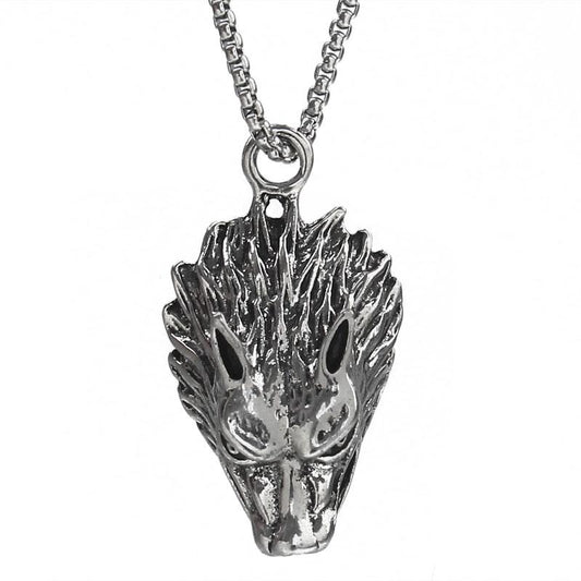 HN009:Hip-Hop Style Necklace Vintage Wolf Head Pendant Animal Necklace for Women and Men