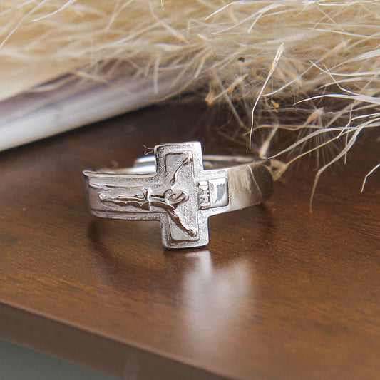 S925 Jesus Cross Ring - Sterling Silver, Unique Religious Jewelry with Three Distinct Faith-Inspired Designs, Spiritual Symbol of Devotion,Crucifixion, Perfect Christian Gift for Men, Women, and Loved Ones
