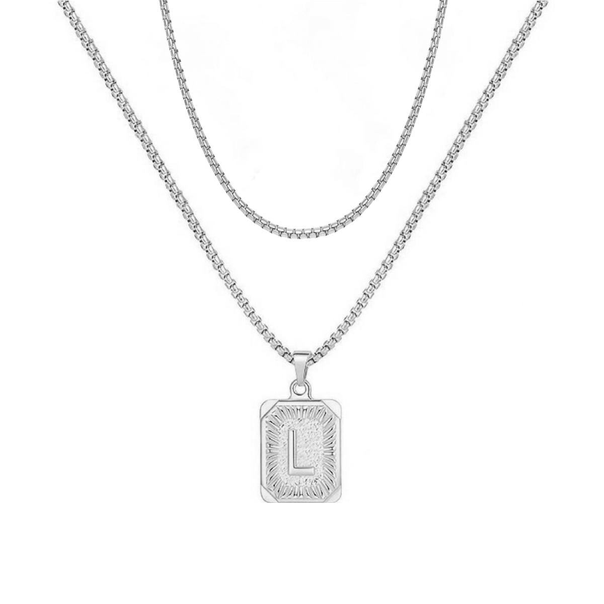 LN001:Initial A Z Letter Pendant Necklace Mens Womens Capital Letter Yellow Gold Plated Stainless Steel Box Chain