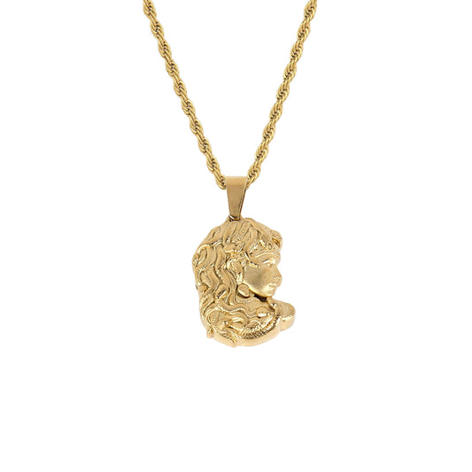 Women's Medusa Charm Necklace -  Greek Mythology Inspired, Serpent & Gorgon & Snake Design, Stainless Steel, 24 Inches, Perfect Gift for Her