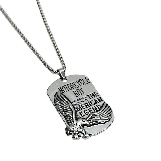 HN076:Hip-Hop Style Necklace,Motorcycle American Legend Eagle Medal Pendent Necklace For Women And Men