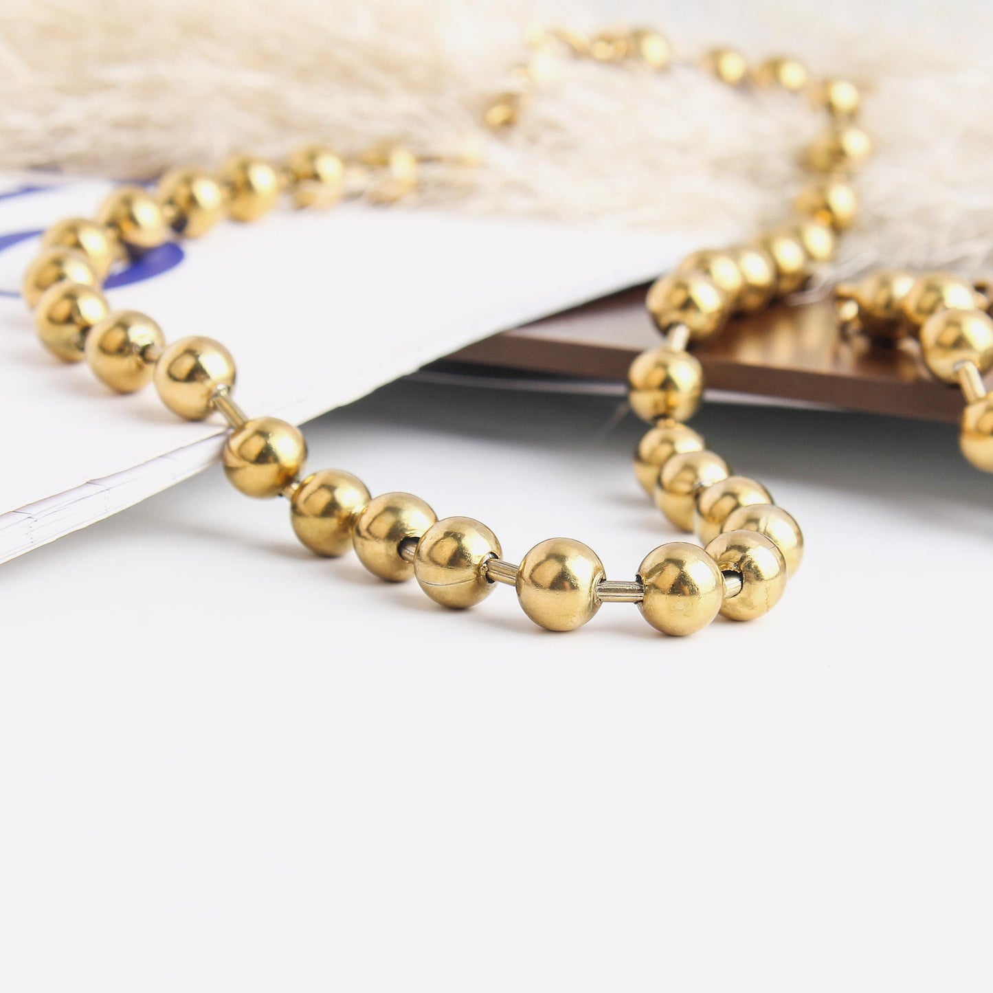 Bold Stainless Steel Large Bead Chain Necklace and Bracelet for Woman – Chunky Heavyweight Statement Jewelry with Modern, Edgy, and Unique Style for Fashion, Fashion Jewelry for Daily Wear