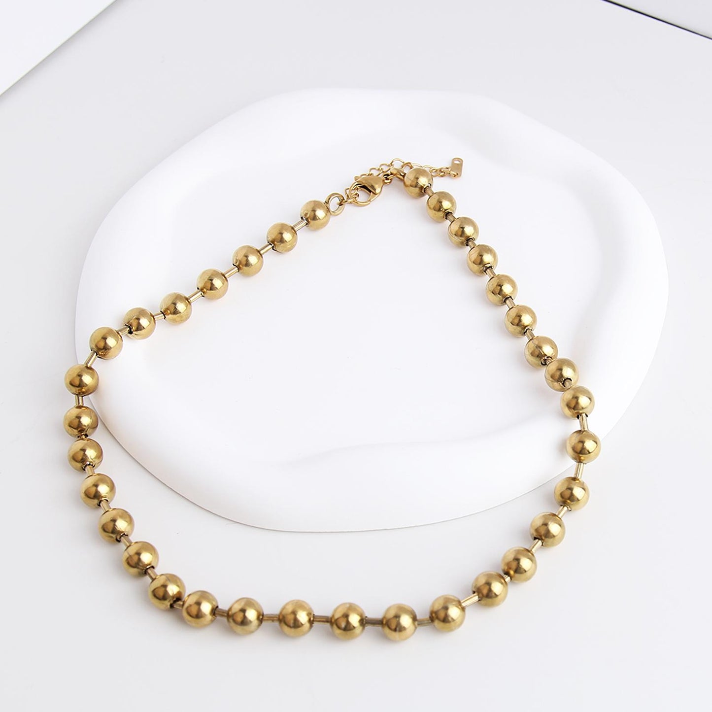 Bold Stainless Steel Large Bead Chain Necklace and Bracelet for Woman – Chunky Heavyweight Statement Jewelry with Modern, Edgy, and Unique Style for Fashion, Fashion Jewelry for Daily Wear