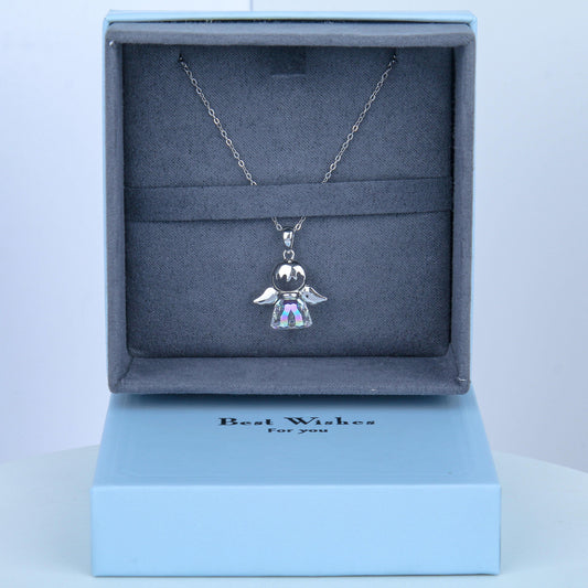 S925 Sterling Silver  Necklace for women-Delicate Angel Design Pendant, Stylish and Adorable, Fashionable Jewelry Dainty Gifts for Mom Daughter Girlfriend.