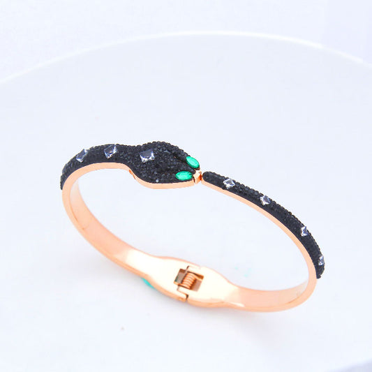 B19:Titanium Stainless Steel, sparking snake Bangle Bracelet, colour Not Fade,Waterproof,Top Opening