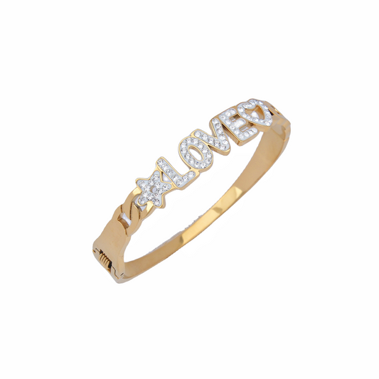 B27: Titanium Stainless Steel,LOVE with Zircon Style Bangle Bracelet，colour Not Fade, Waterproof ，Bottom Opening