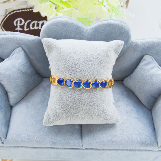 B30.Titanium Stainless Steel Heart Zircon Bangle Bracelet for Women, Girls,Friends,Waterproof. High Quality