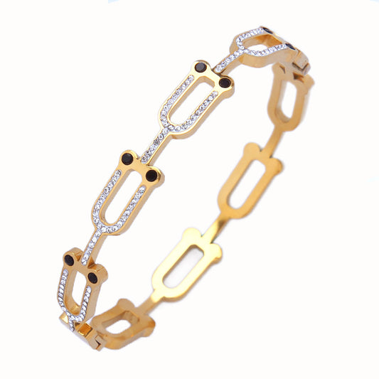 B34：Titanium Stainless Steel Bangle Bracelet Clip style, Girls, Friends, Waterproof,colour Not Fade