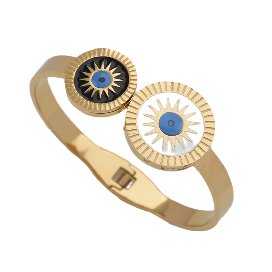 B39：Titanium Stainless Steel Bangle Bracelet Round Sun,colour not Fade, Waterproof,Top Opening