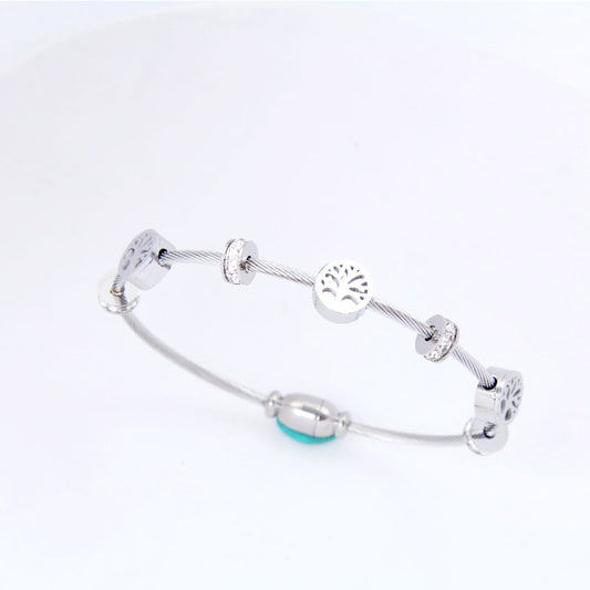 B43：Titanium Stainless Steel Bangle Bracelet Life Tree Family Tree, colour not Fade,Waterproof