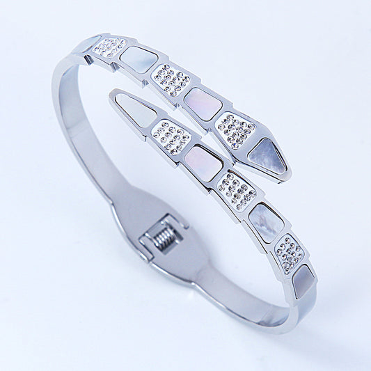 B5：Titanium Stainless Steel Snake Bangle Bracelet ,colour not Fade,Waterproof,Top Opening