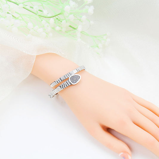 B69:Titanium Bangle Bracelet Watch Style (not real watch) for Women,colour not Fade, Waterproof,Top Opening