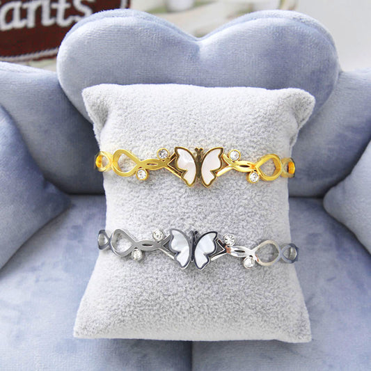 B7：Titanium Stainless Steel Classic Butterfly Bangle Bracelet ,colour not Fade,Waterproof,Top Opening