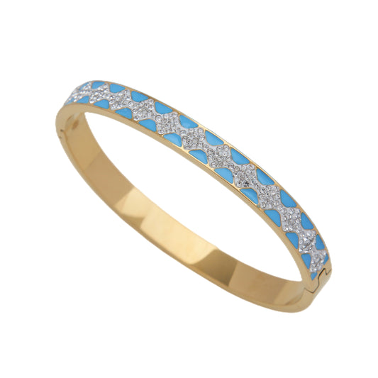 B70:Titanium Stainless Steel Fashion Blue Bangle Bracelet,colour Not Fade,Waterproof,Top Opening