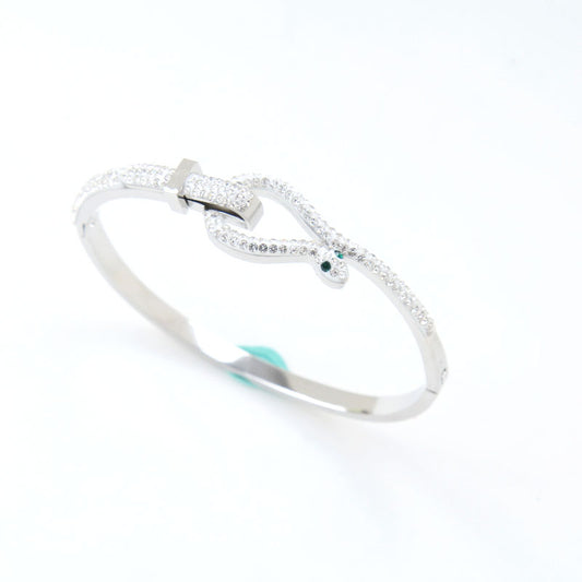 B72：Titanium Stainless Steel  Cute Snake Bangle Bracelet ,colour Not Fade, Waterproof ，Side Opening