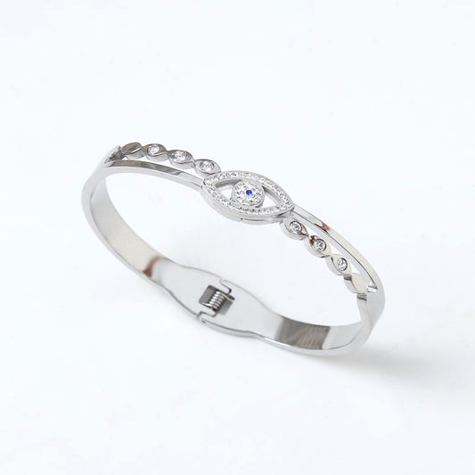 B9：Titanium Stainless Steel Classica Evil Eye Bangle Bracelet ,colour not Fade,Waterproof,Top Opening