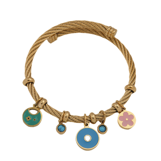 B90:Titanium Stainless Steel Classic Charms Bracelet,colour Not Fade,Waterproof,Side Opening