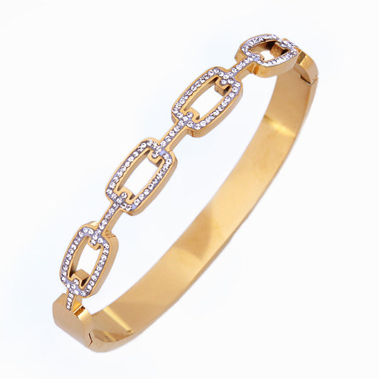 B93:Titanium Stainless Steel Sparking Fashion Clip Bangle Bracelet,colour Not Fade, Waterproof,Side Opening