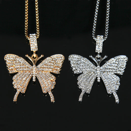 HN003:Hip-Hop Style Nice And High Quality Butterfly   Necklace For Women And Men
