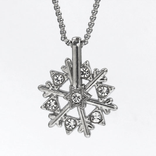 HN015:Hip-Hop Style Necklace, Snowflake Pendant Necklace for Women And Men