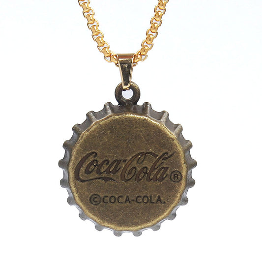 HN017:Hip-Hop Style Necklace,Coca Cola Bottle Cap Coke Necklace for Women And Men