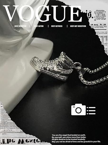 HN018:Hip-Hop Style Neckalce,Funky Basketball Miniature Sneakers Jordan Mid Top Shoe Sneaker Sports Design Pendant with Chain Necklace for Women And Men