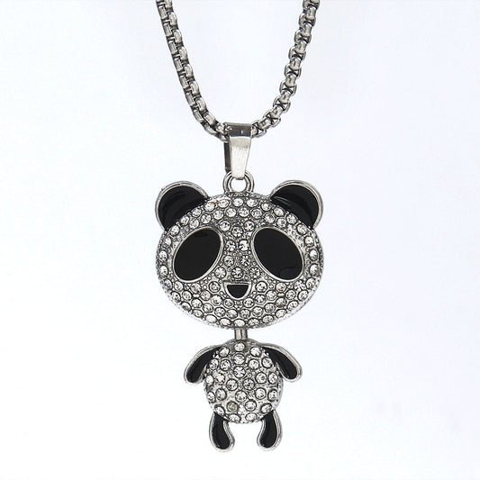 HN034:Hip-Hop Style Necklace,3D Cute PAnda  Necklace for Women And Men
