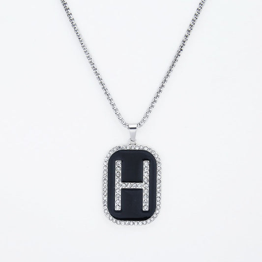 HN041:Hip-Hop Style Necklace,Rhinestone Letter H Style Necklace for Women And Men
