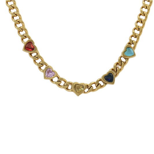 N002:Stainless Steel Titanium Heart Chunk Necklace For Women And Men,Color Not Fade, Waterproof
