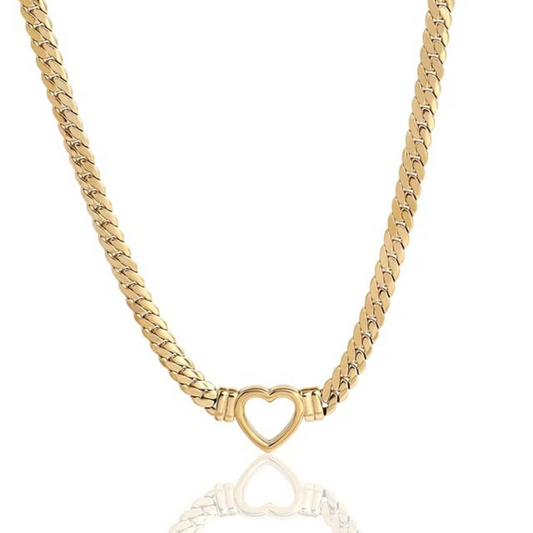 N024:Heart Shaped Titanium Steel Necklace For Women And Men, Color Not Fade, Waterproof