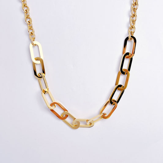 N029:Paperclip Chain Necklace For Women And Men, Color Not Fade, Waterproof