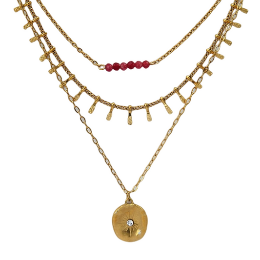 N076:Stainless Steel Titanium Classic Multi Layered Necklace For Women And Men, Color Not Fade, Waterproof