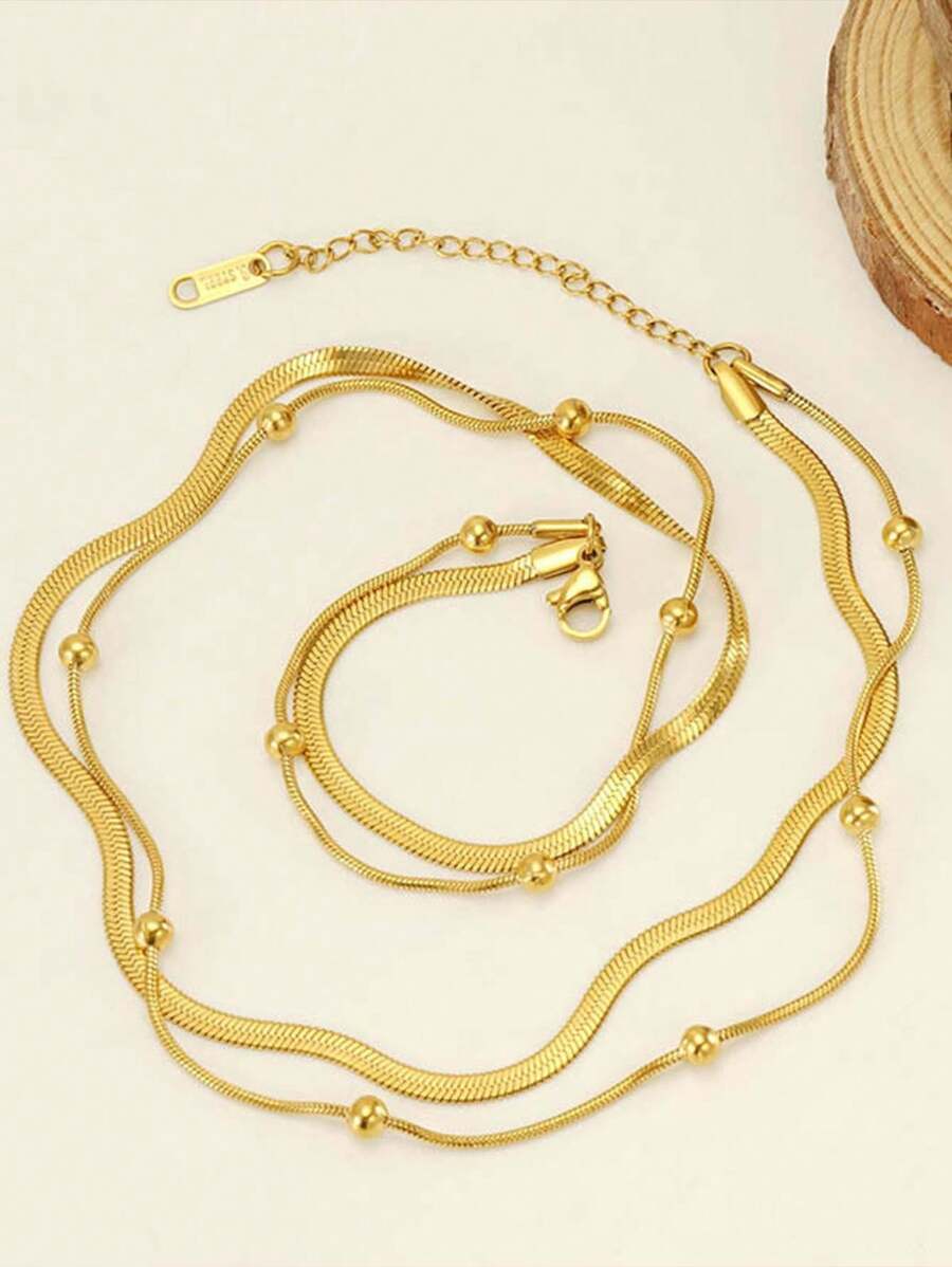 N084:Herringbone Figaro Multi Layered Necklace For Women And Men, Color Not Fade, Waterproof