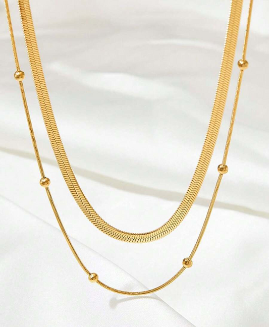 N084:Herringbone Figaro Multi Layered Necklace For Women And Men, Color Not Fade, Waterproof