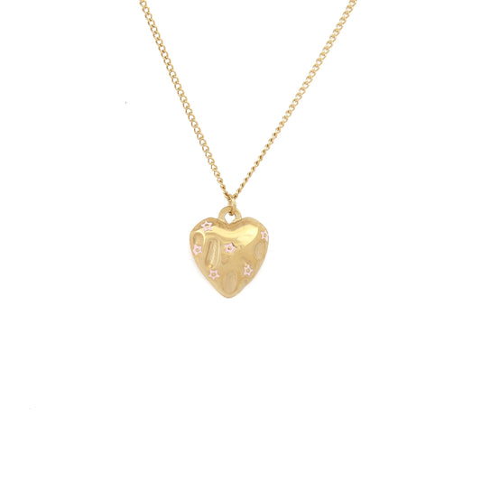 N119:Heart Pendant Puffed Heart Embedded Crystals Pendent Necklace For Women And Men For Women And Men, Color Not Fade, Waterproof