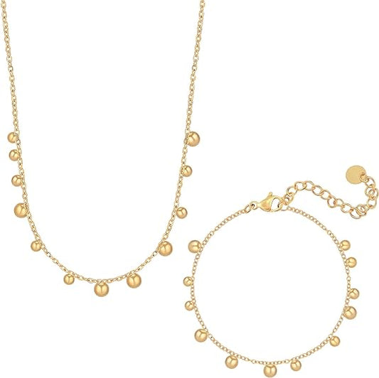 N151:Stainless Steel Titanium  Bead Style Charm Necklace For Women And Men, Color Not Fade, Waterproof