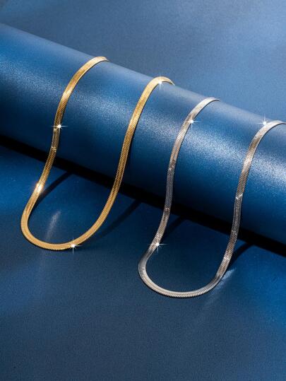 N163:Stainless Steel Titanium Classical Chunk Style Chain Necklace For Women And Men,Color Not Fade, Waterproof