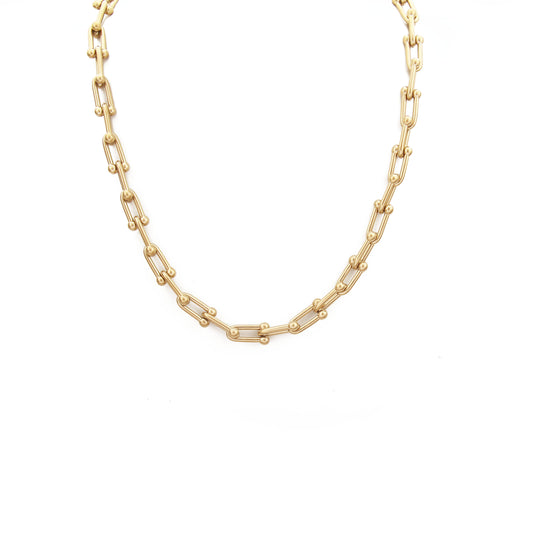 N165:Herringbone Necklace Horseshoe Link Chain Necklace For Women And Men, Color Not Fade, Waterproof"