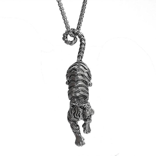 HN006:Hip-Hop Style Necklace, White Tiger Pendant Necklace for Women and Men