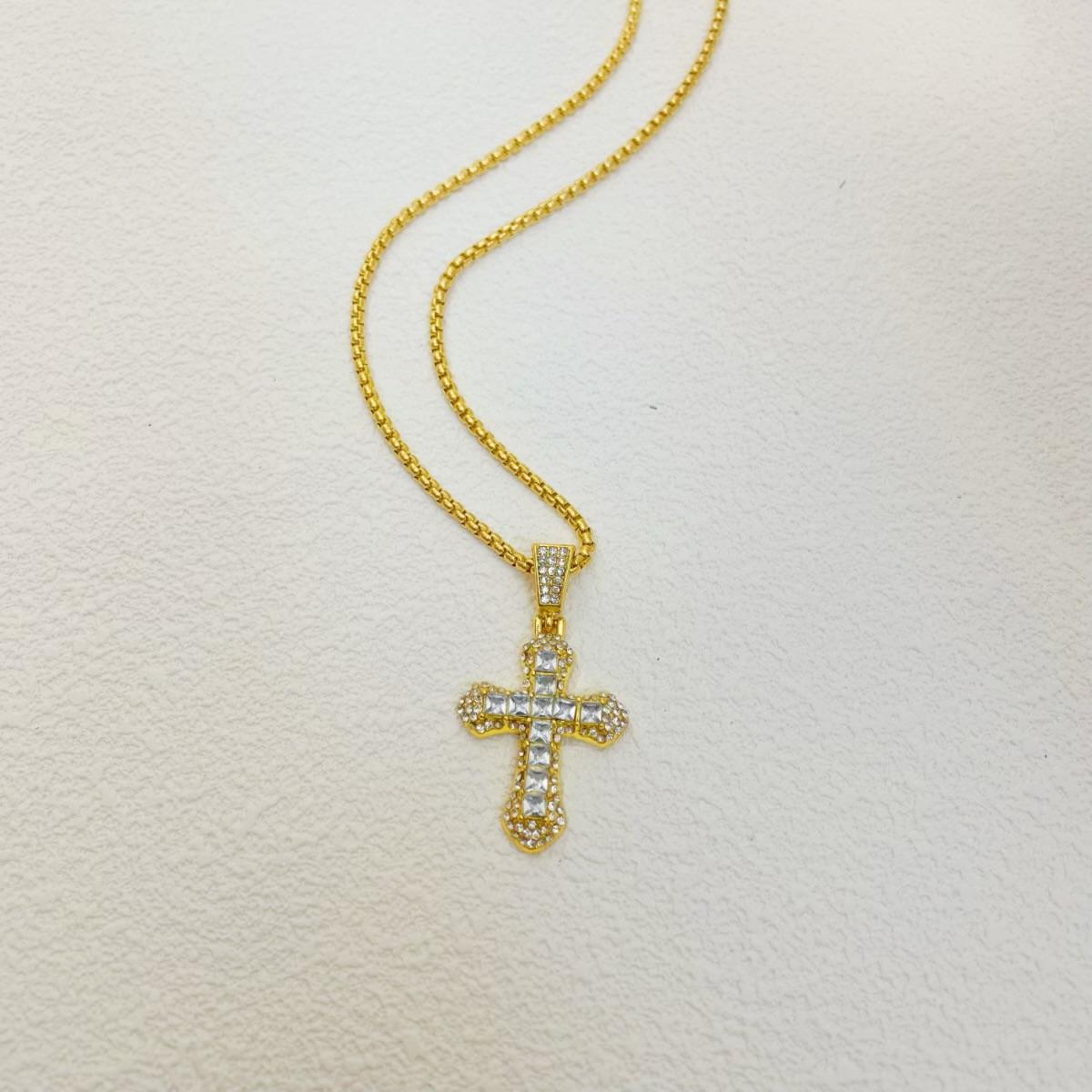 HN050:Hip-Hop Style Necklace, Colorful Cross necklace for Women And Men, Stainless Steel Necklace, Titanium Steel